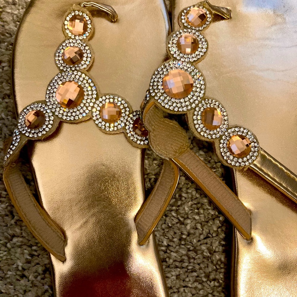 2 pairs gold sandals size 7